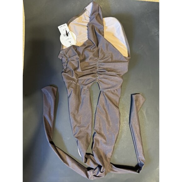 PQ Women's Brown Celine Metallic Rib-Knit One-Piece Swimsuit Size Small NWT $154 - Picture 3 of 8